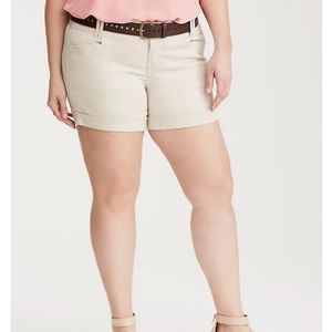 Torrid Khaki Belted Sateen Shorts 26